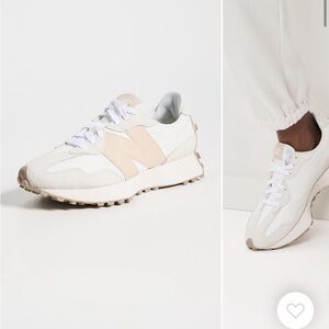 New Balance White and Beige Sneakers